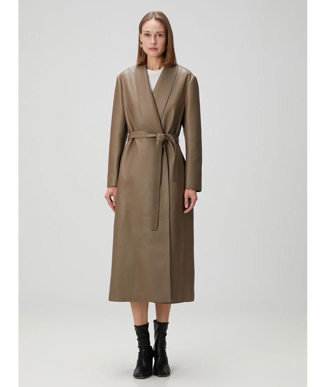 FENDI Коричневый кожаный тренч/плащ, фото 5