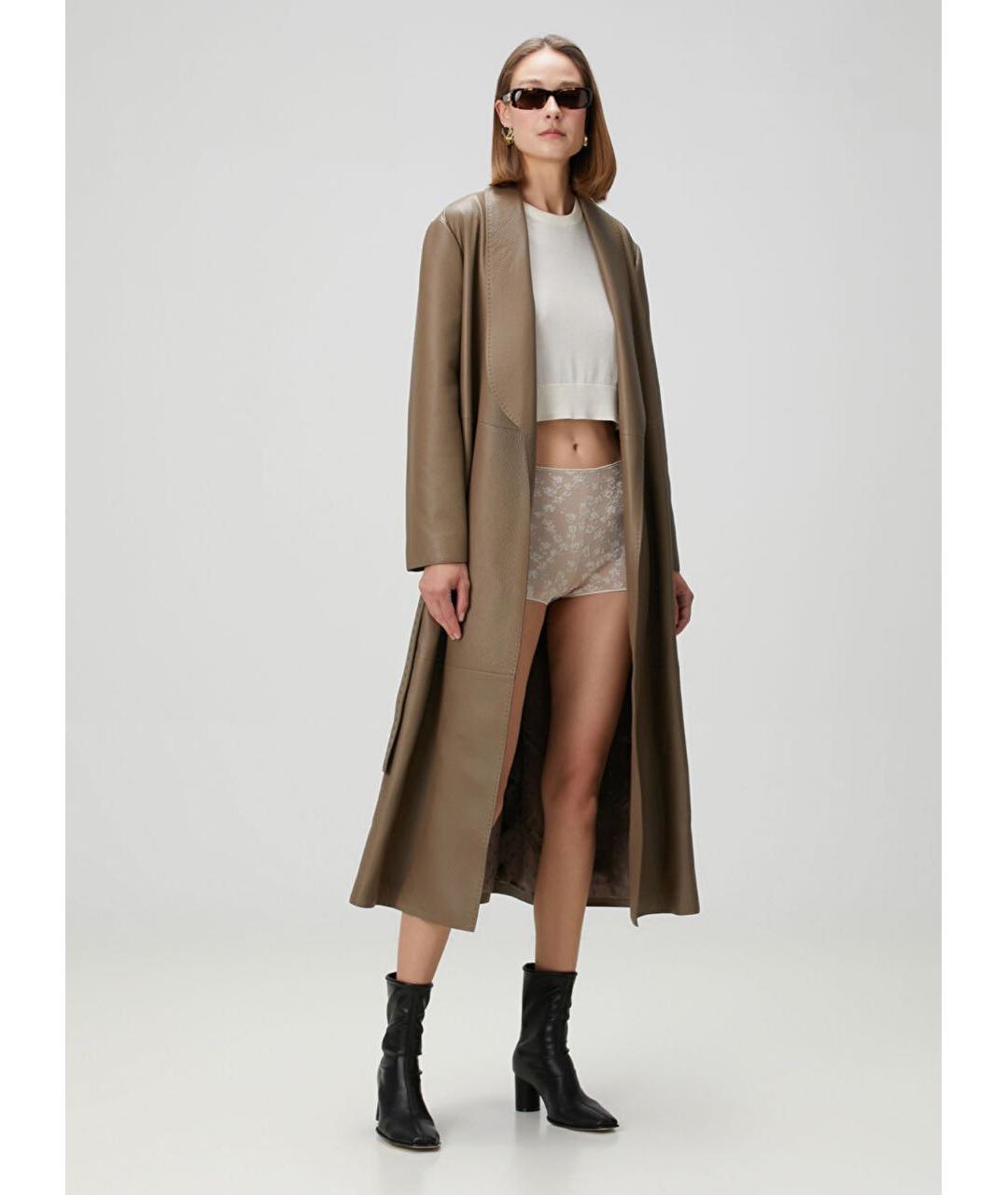 FENDI Коричневый кожаный тренч/плащ, фото 7