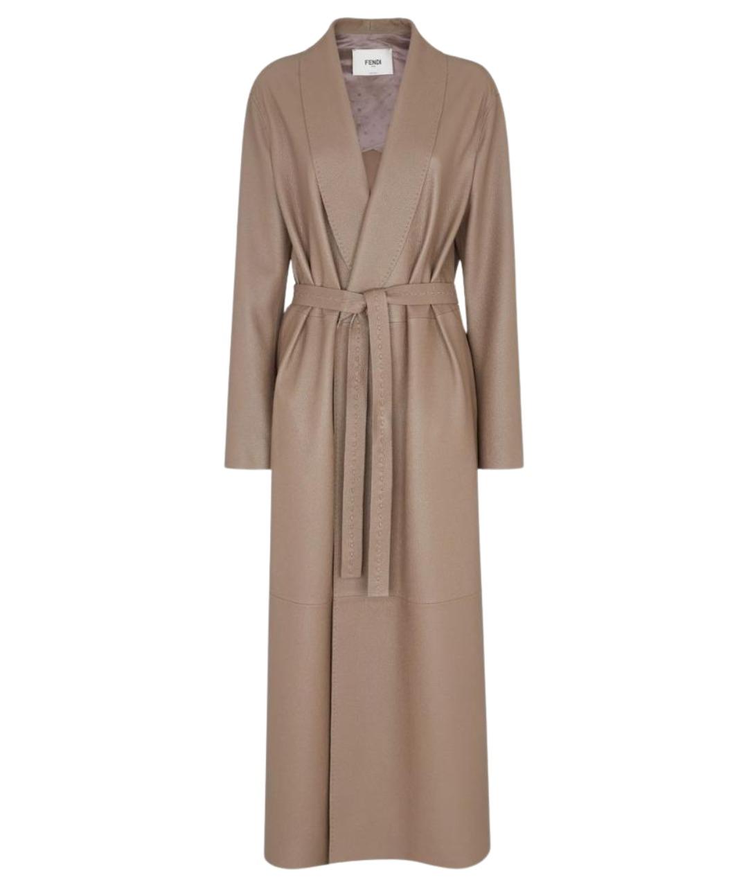 FENDI Коричневый кожаный тренч/плащ, фото 1