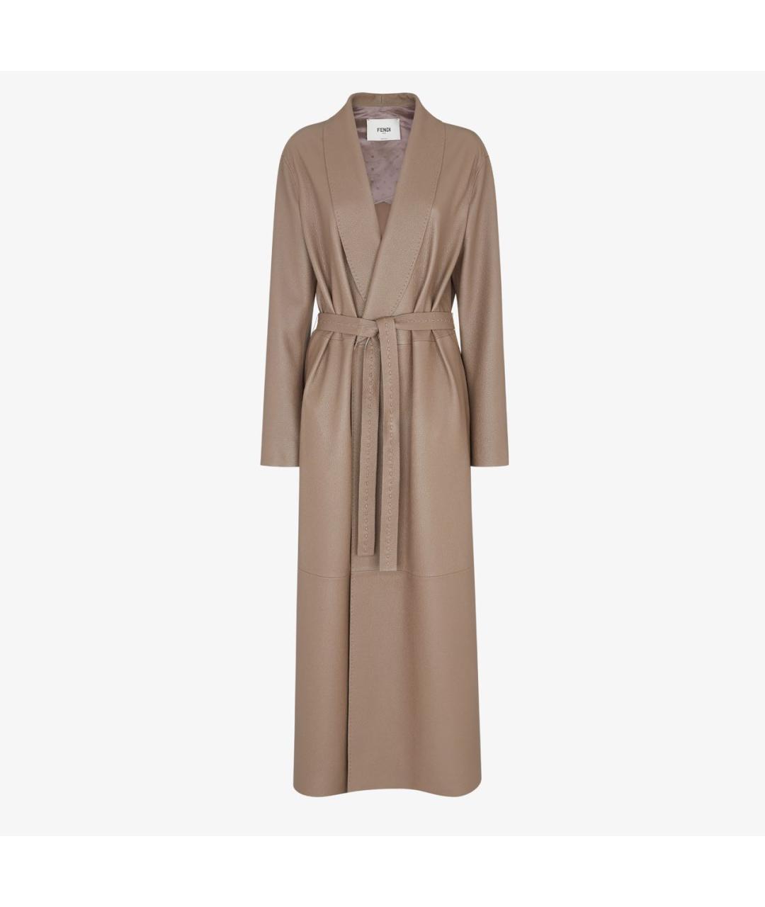 FENDI Коричневый кожаный тренч/плащ, фото 9