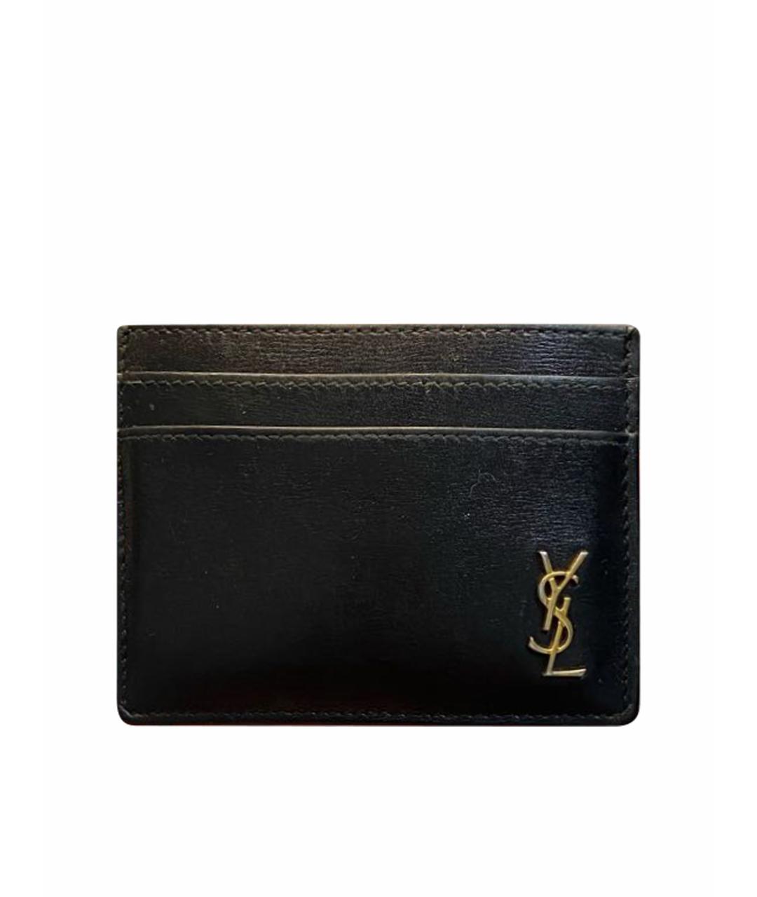 SAINT LAURENT Черный кожаный кардхолдер, фото 1