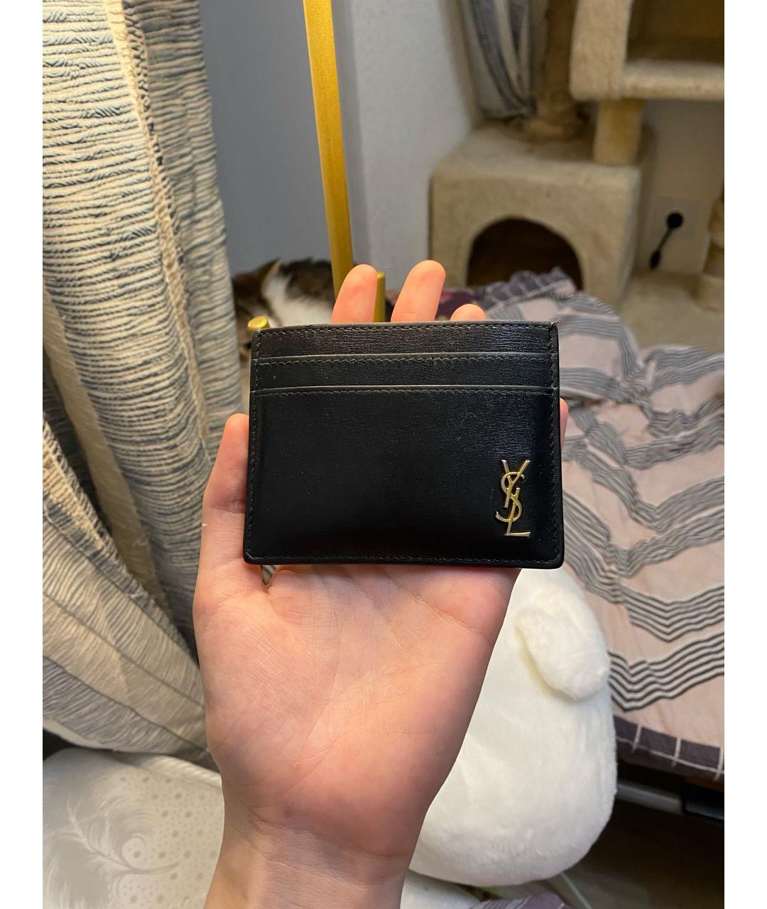 SAINT LAURENT Черный кожаный кардхолдер, фото 9