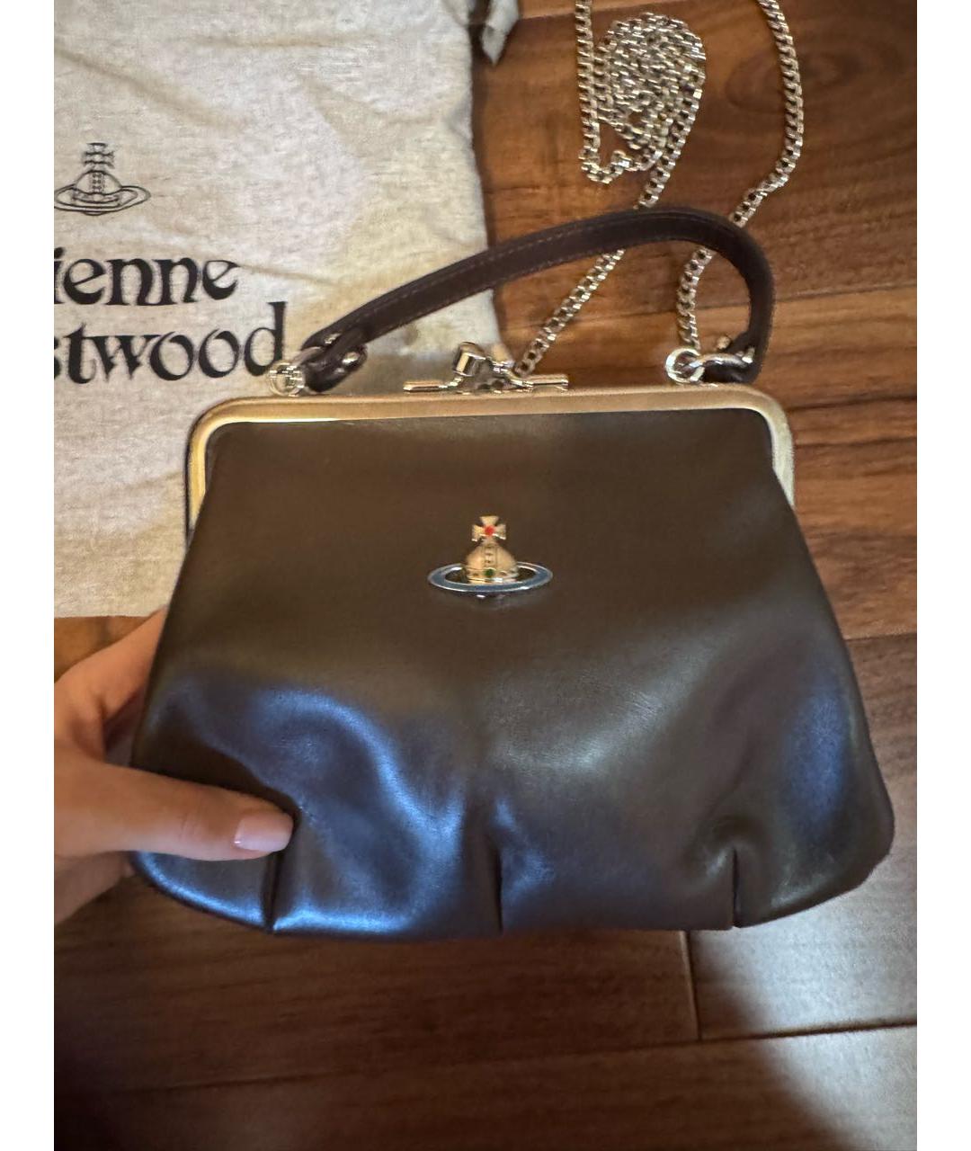 VIVIENNE WESTWOOD Коричневая кожаная сумка через плечо, фото 5