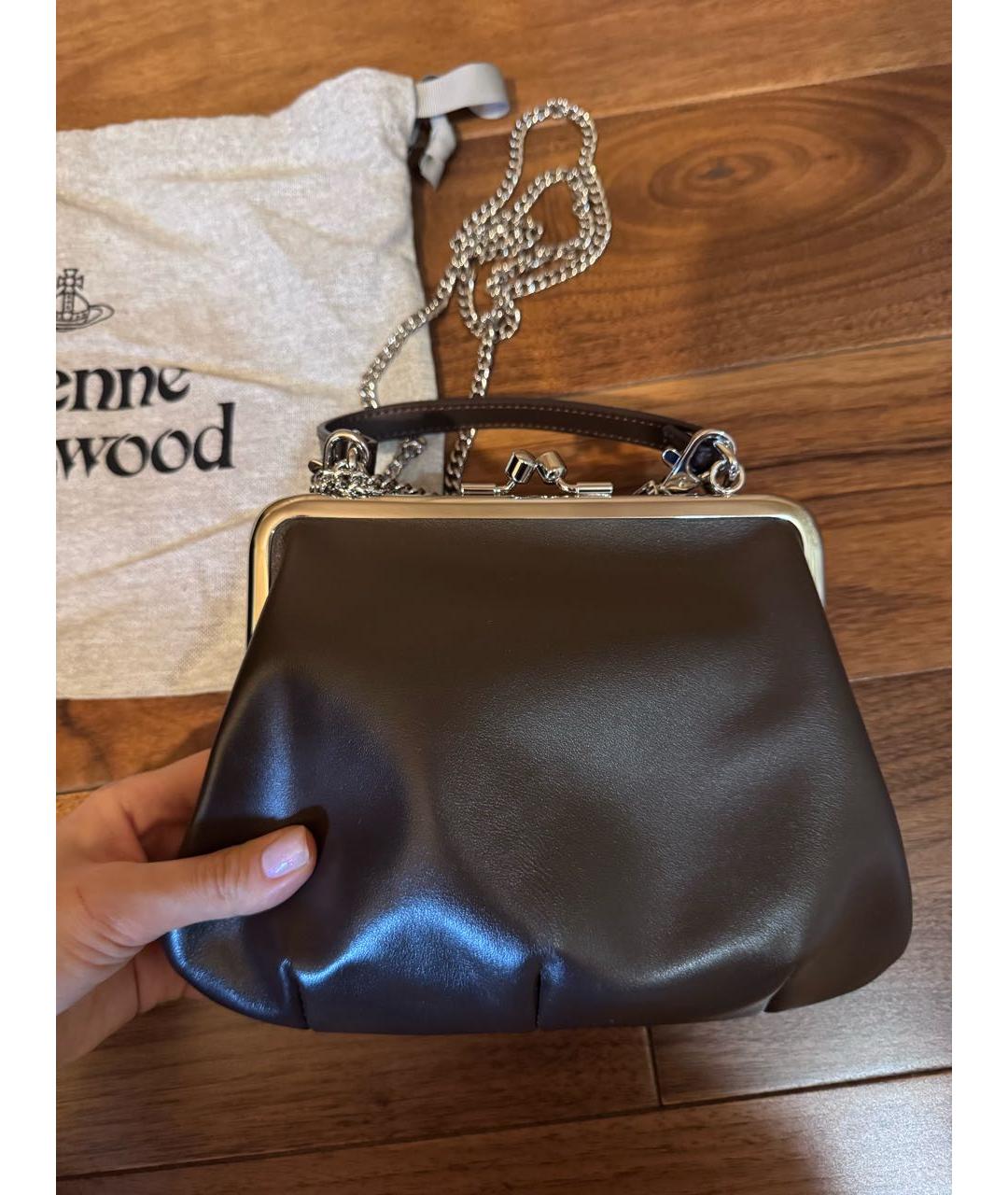VIVIENNE WESTWOOD Коричневая кожаная сумка через плечо, фото 2