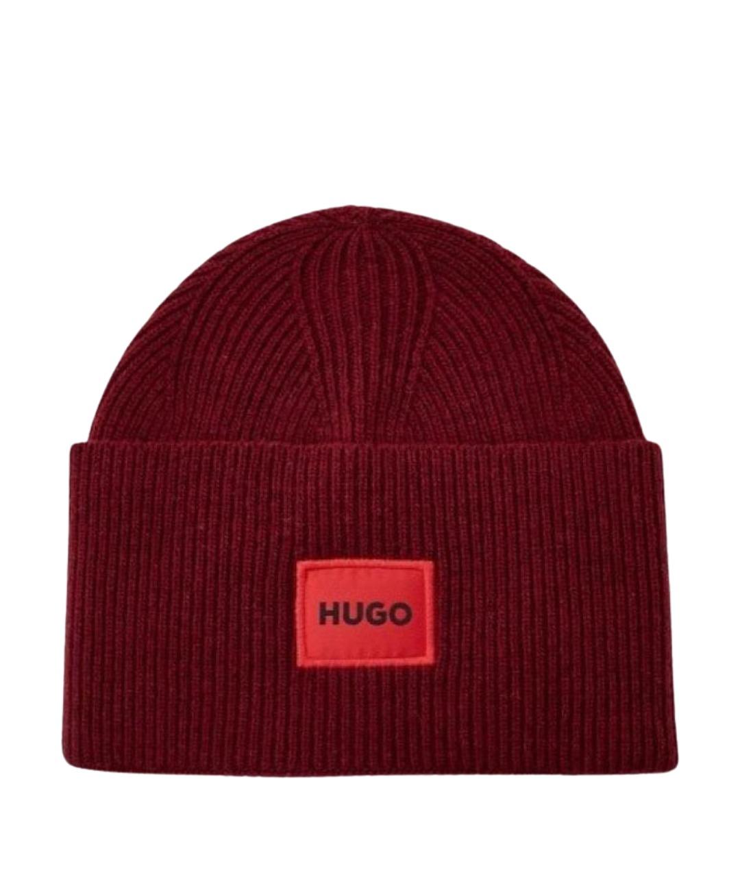 HUGO Бордовая шерстяная шапка, фото 1