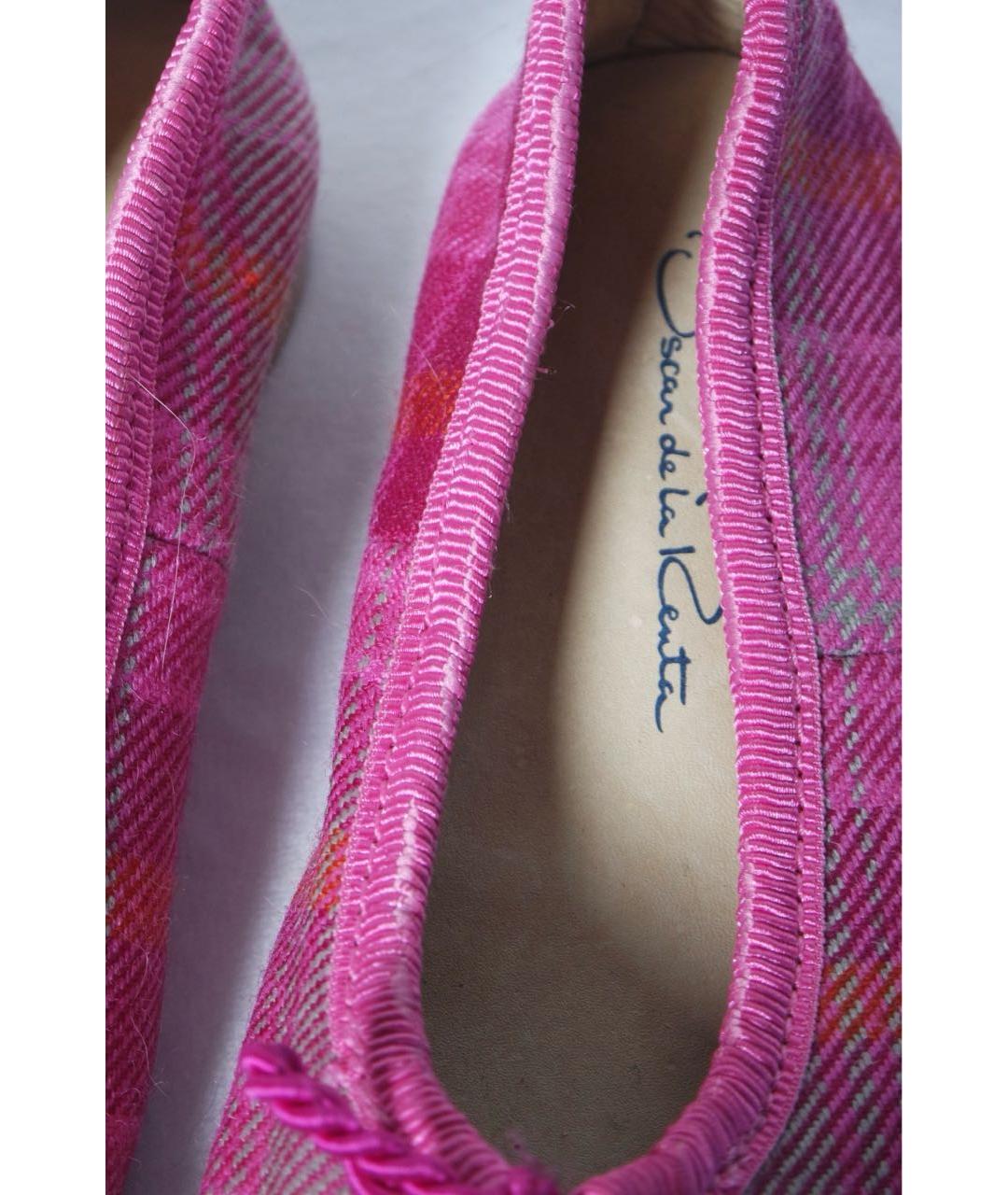 OSCAR DE LA RENTA Розовые текстильные балетки, фото 3