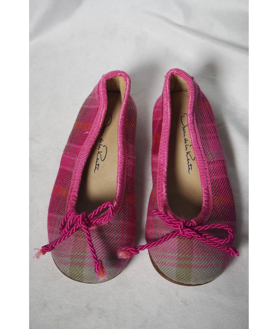 OSCAR DE LA RENTA Розовые текстильные балетки, фото 2