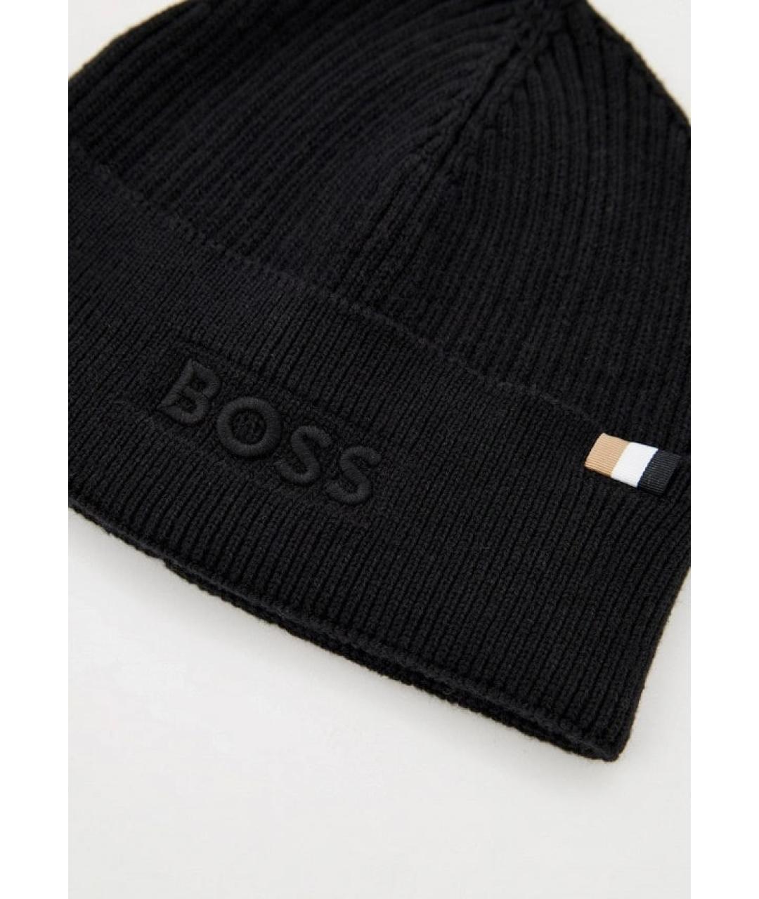 HUGO BOSS Черная хлопковая шапка, фото 3
