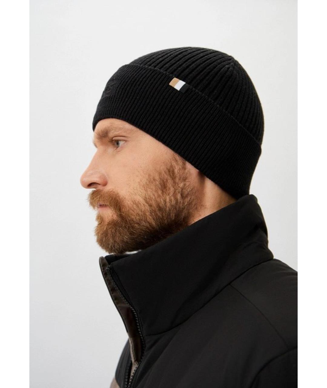 HUGO BOSS Черная хлопковая шапка, фото 5