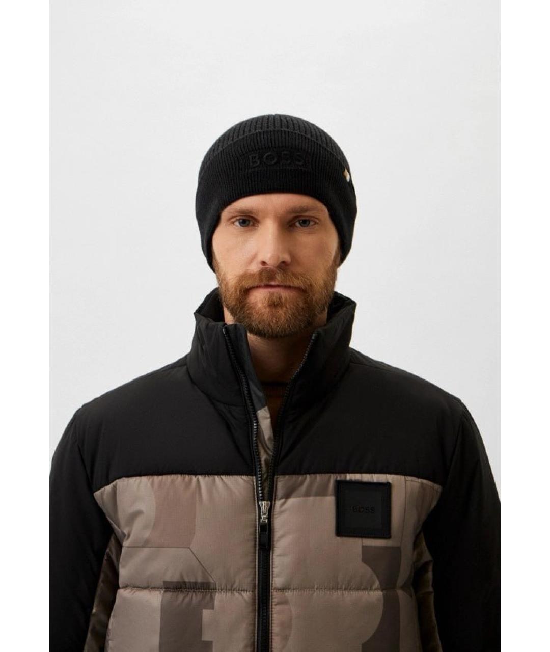 HUGO BOSS Черная хлопковая шапка, фото 4