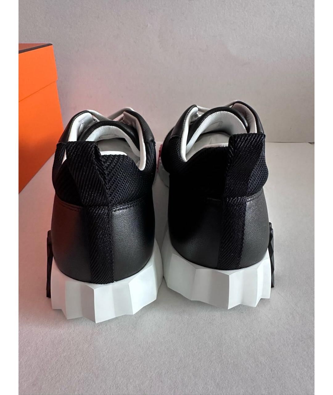 HERMES Черные кожаные низкие кроссовки / кеды, фото 5