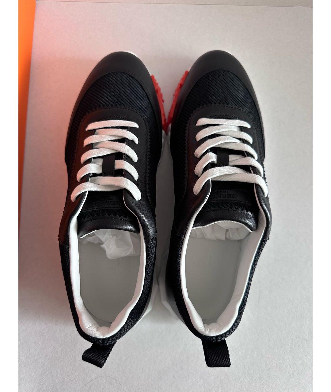 HERMES Черные кожаные низкие кроссовки / кеды, фото 2