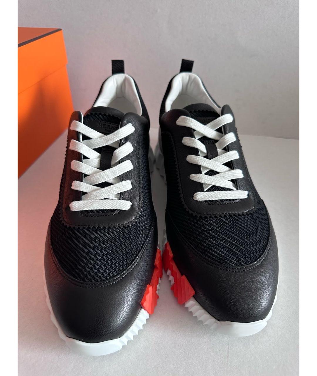 HERMES Черные кожаные низкие кроссовки / кеды, фото 3