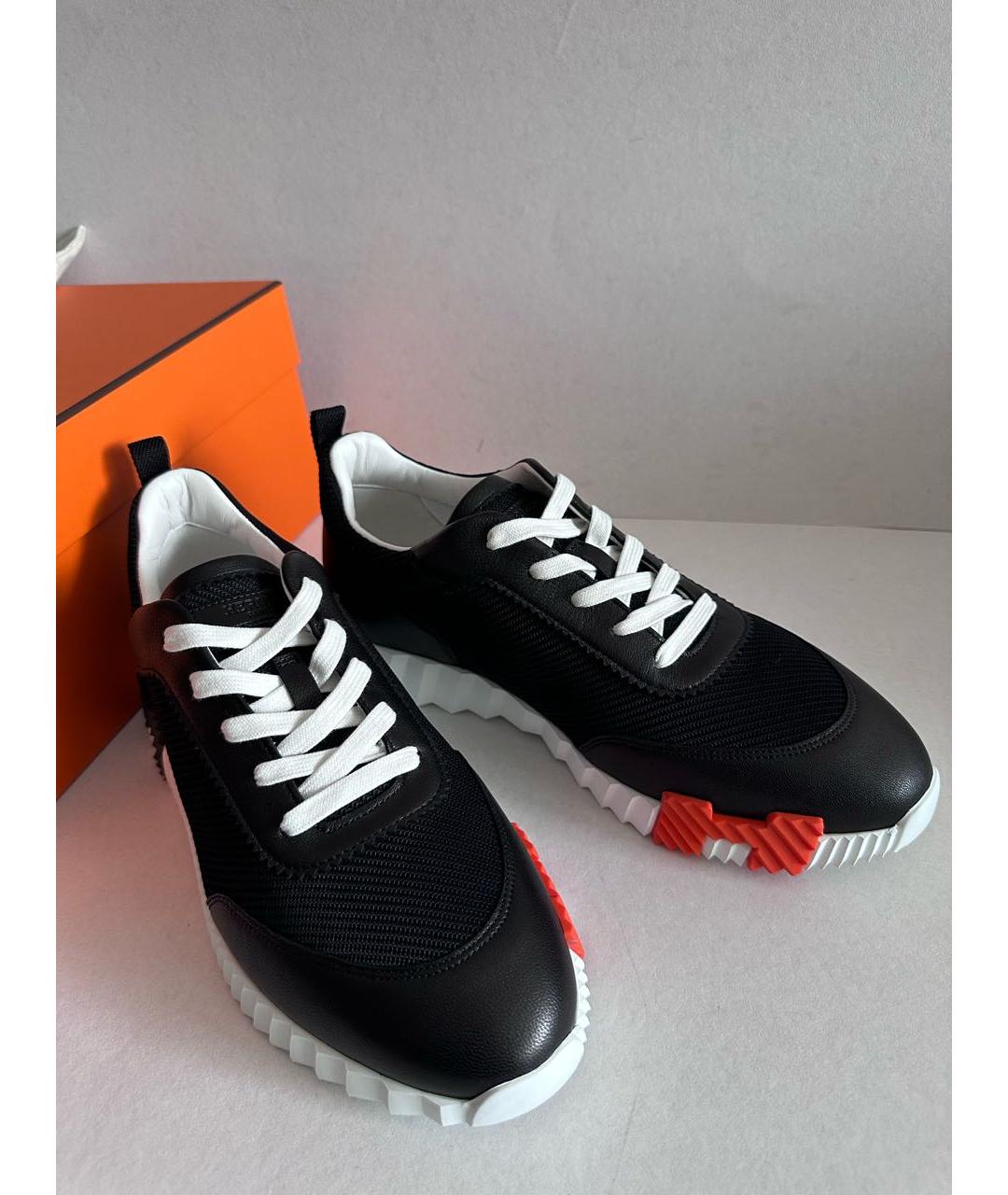 HERMES Черные кожаные низкие кроссовки / кеды, фото 6