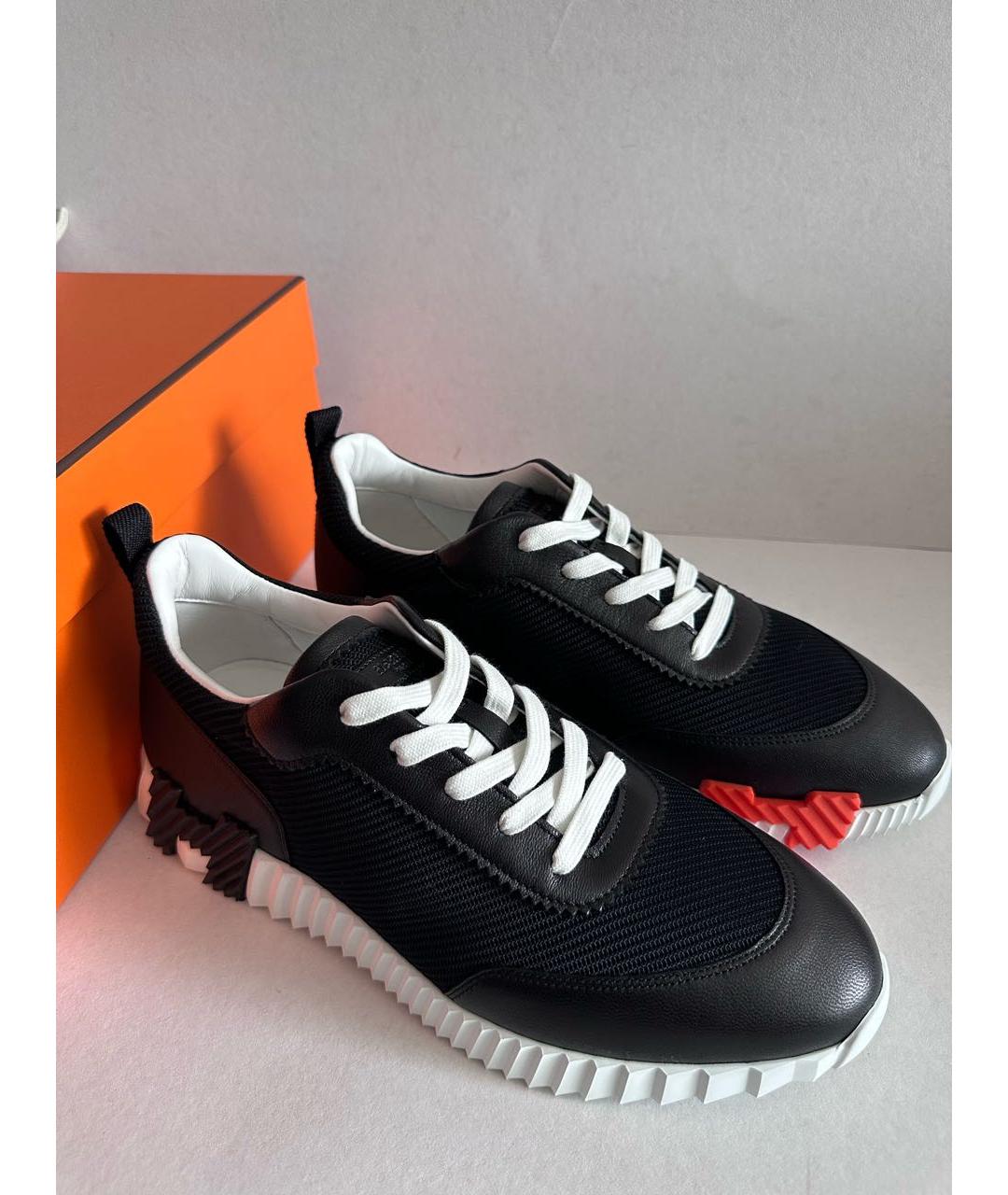 HERMES Черные кожаные низкие кроссовки / кеды, фото 7