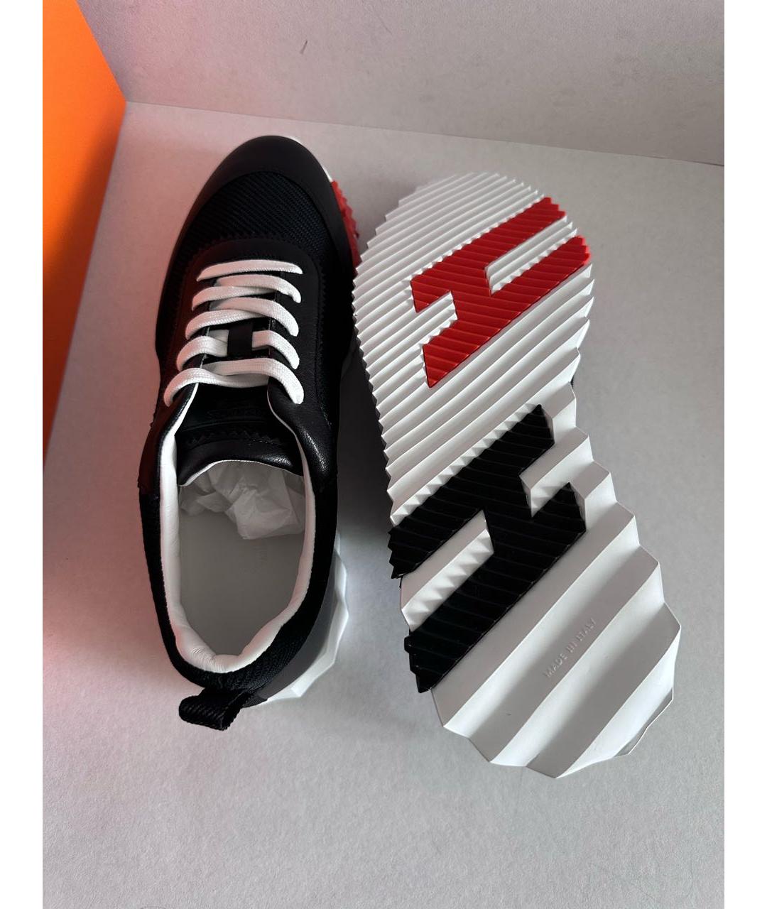 HERMES Черные кожаные низкие кроссовки / кеды, фото 4