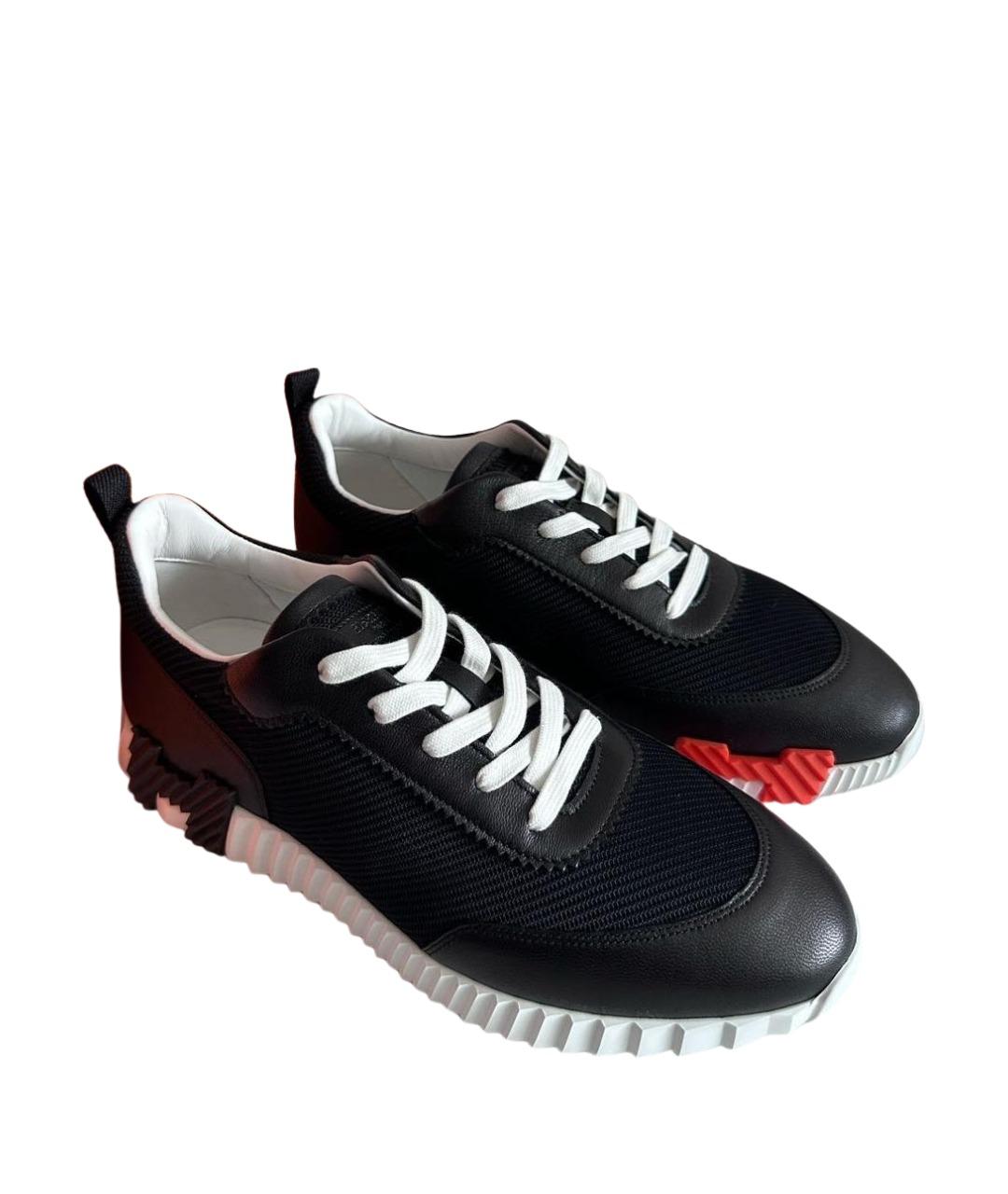 HERMES Черные кожаные низкие кроссовки / кеды, фото 1