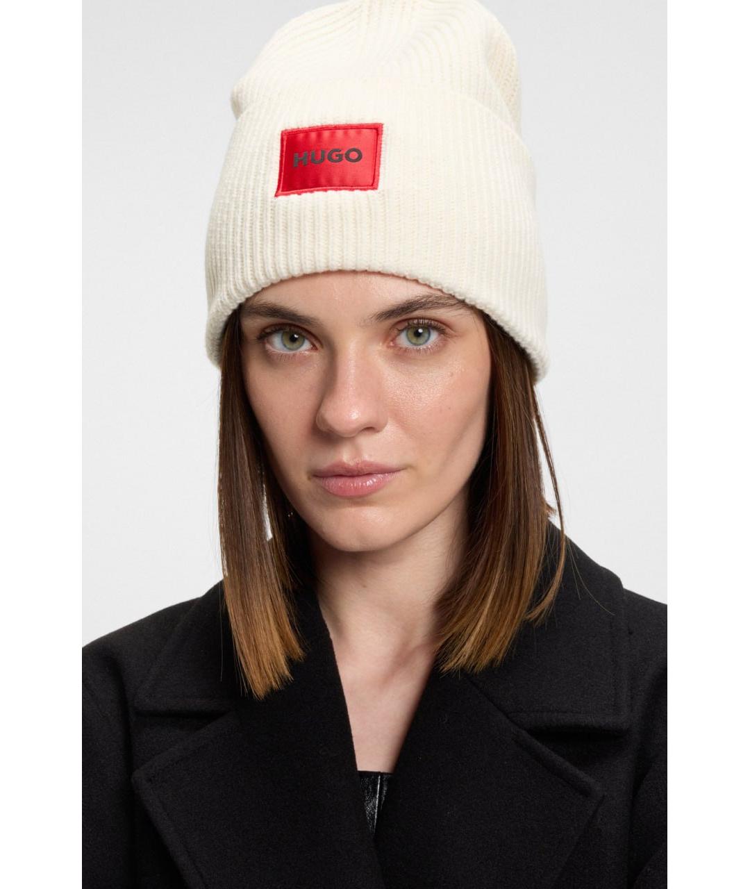 HUGO Бежевая шерстяная шапка, фото 3