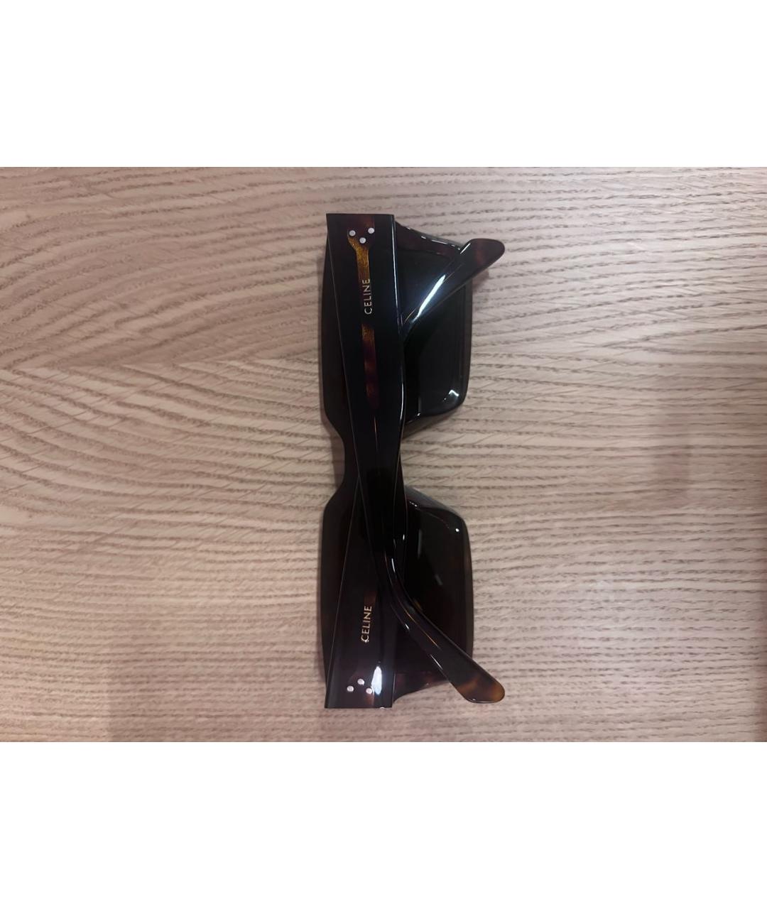 CELINE Коричневые пластиковые солнцезащитные очки, фото 8