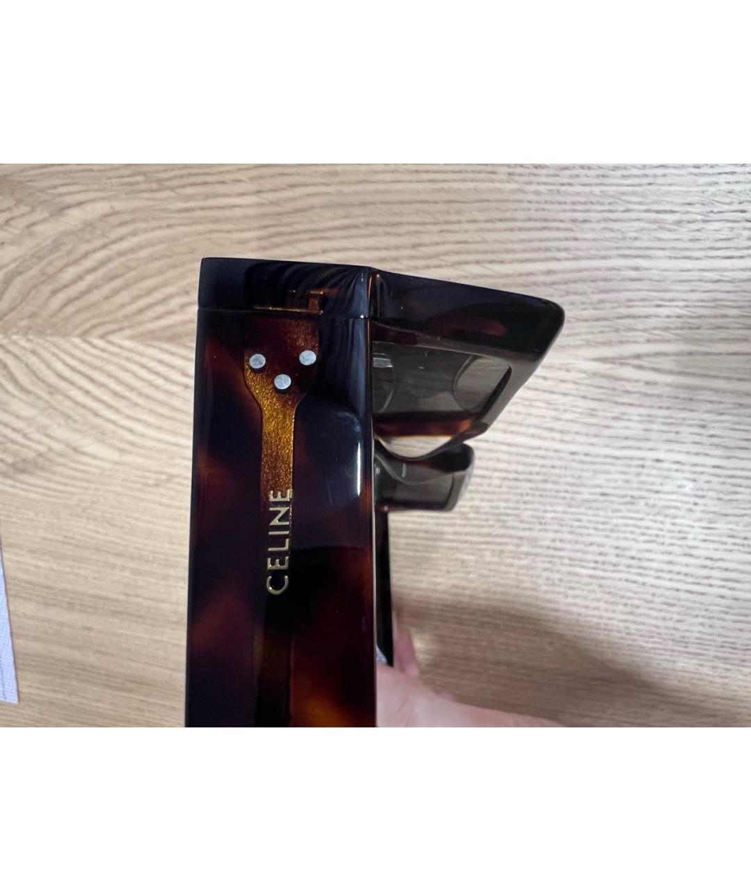 CELINE Коричневые пластиковые солнцезащитные очки, фото 6