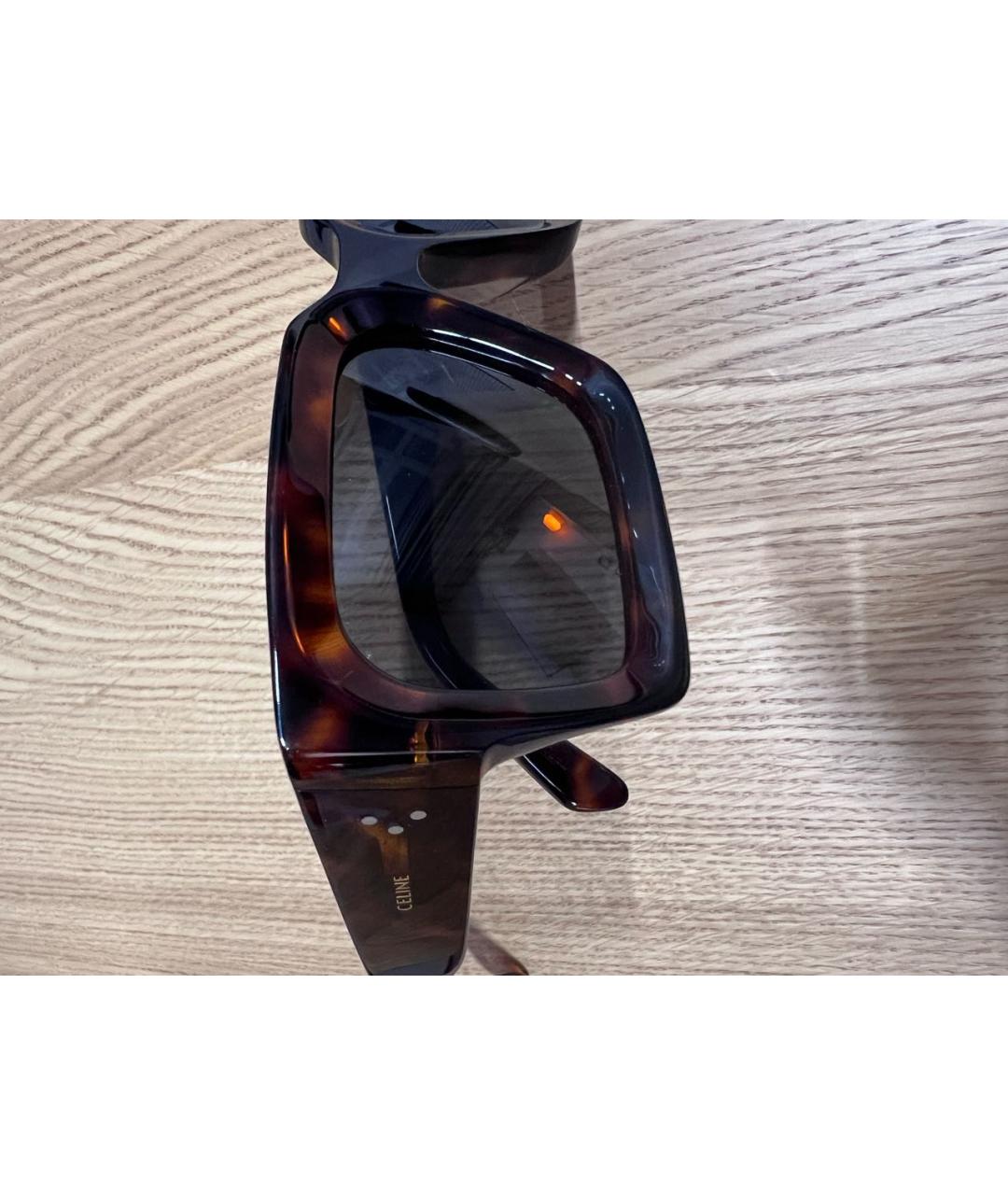 CELINE Коричневые пластиковые солнцезащитные очки, фото 4