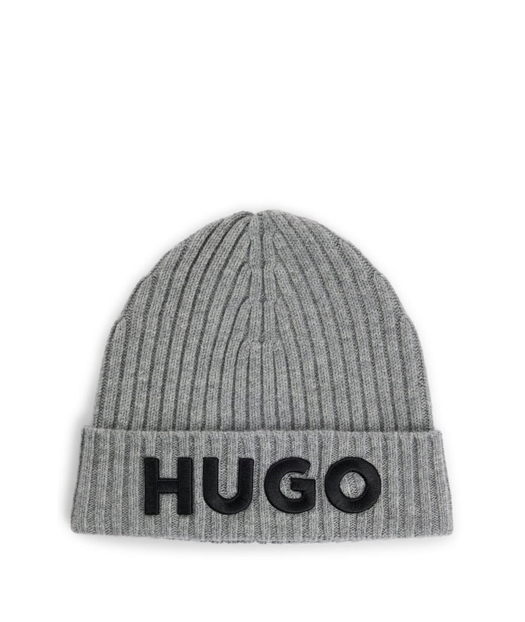 HUGO Серая шерстяная шапка, фото 1