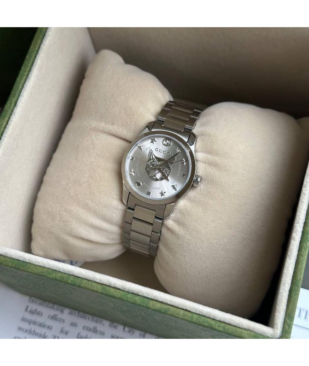 GUCCI Серебряные стальные часы, фото 4