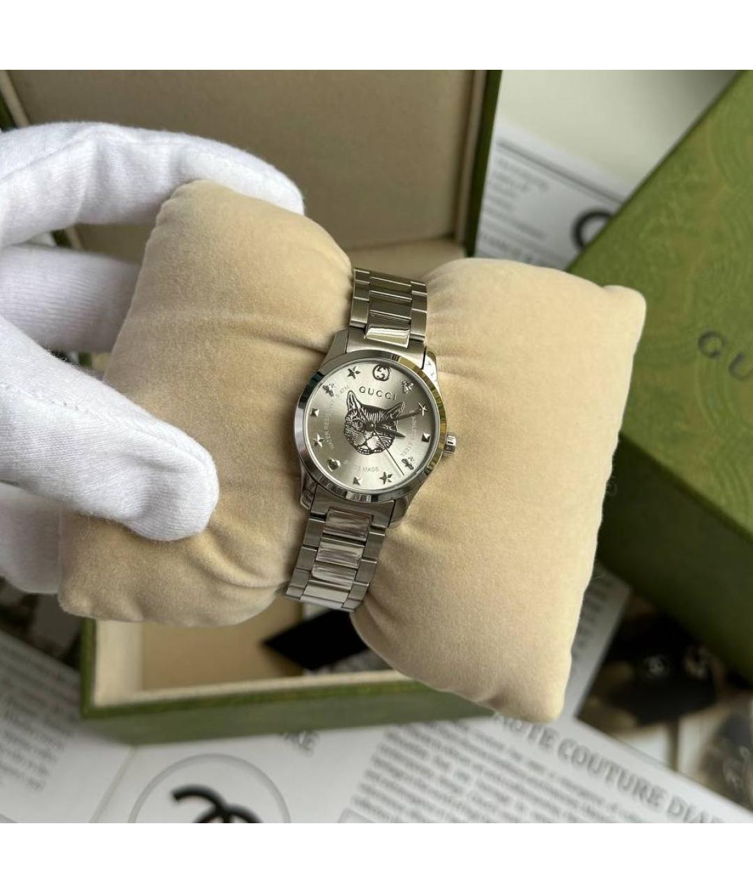 GUCCI Серебряные стальные часы, фото 3