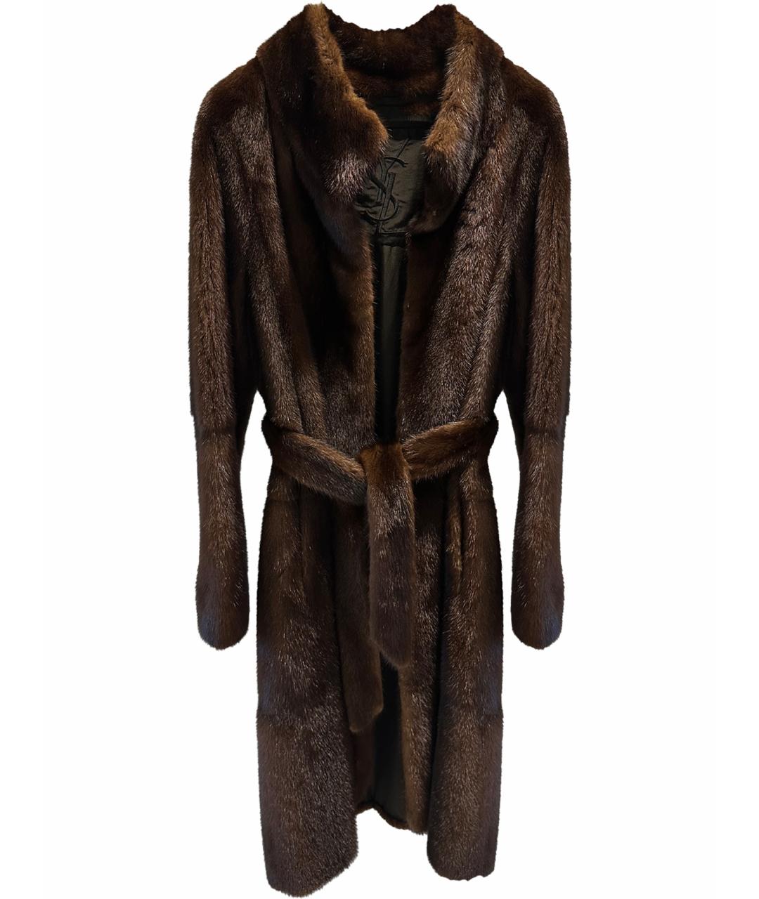 YVES SAINT LAURENT BEAUTY Коричневая меховая шуба, фото 1