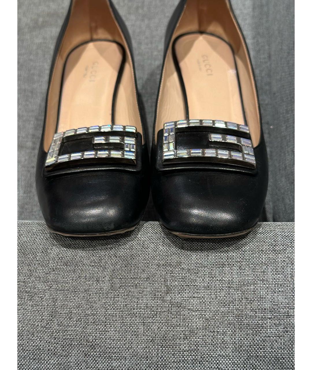 GUCCI Черные кожаные туфли, фото 5