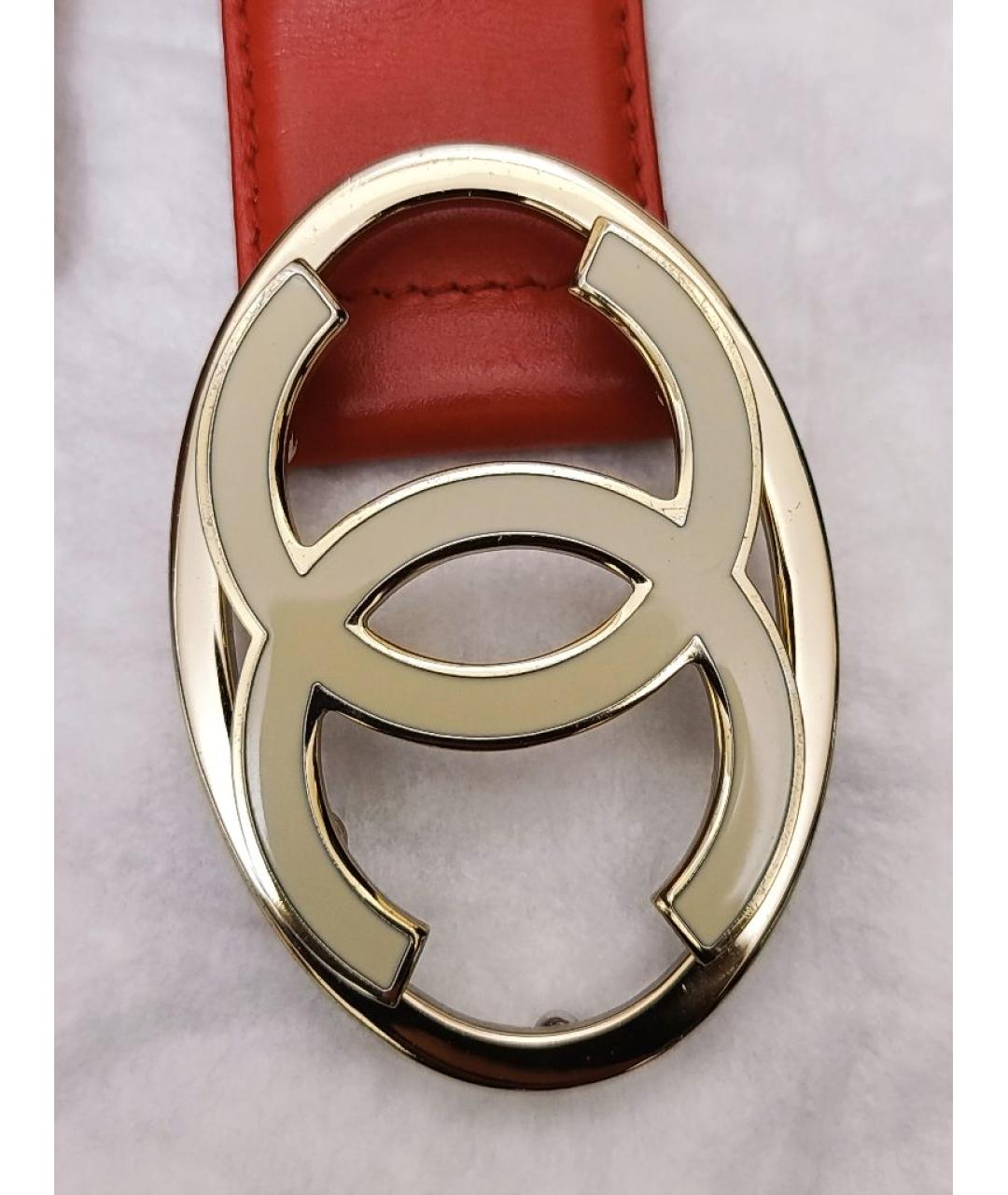 CHANEL Красный кожаный ремень, фото 2