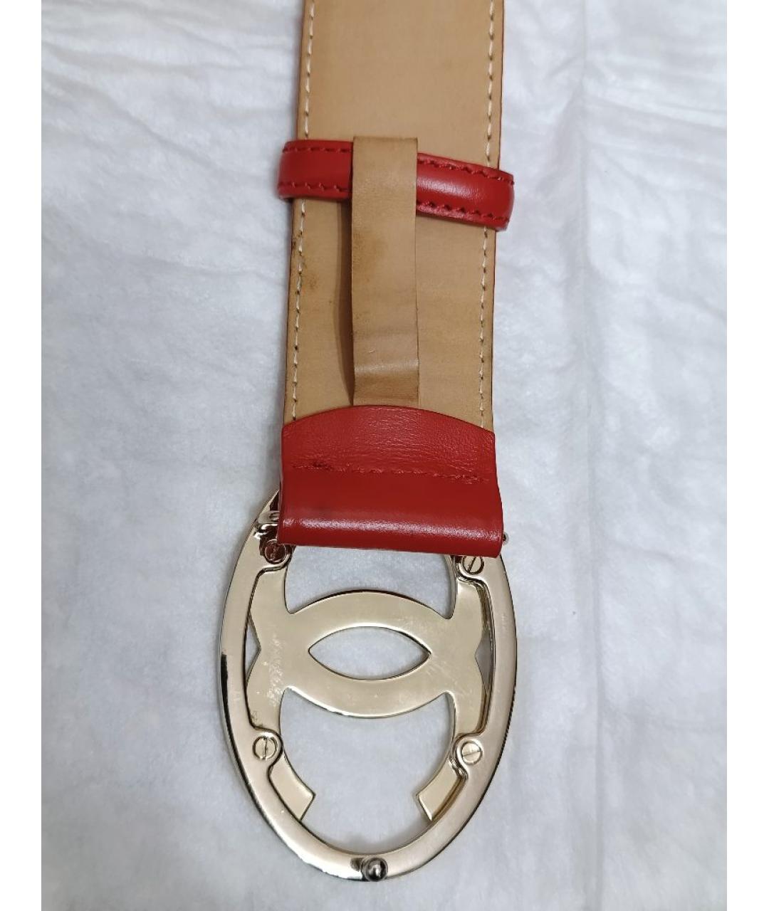 CHANEL Красный кожаный ремень, фото 4
