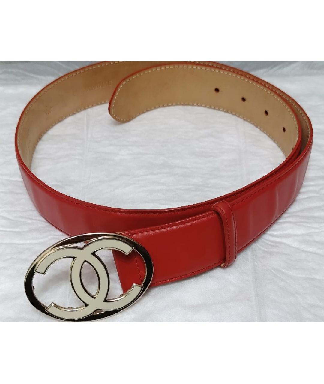 CHANEL Красный кожаный ремень, фото 6