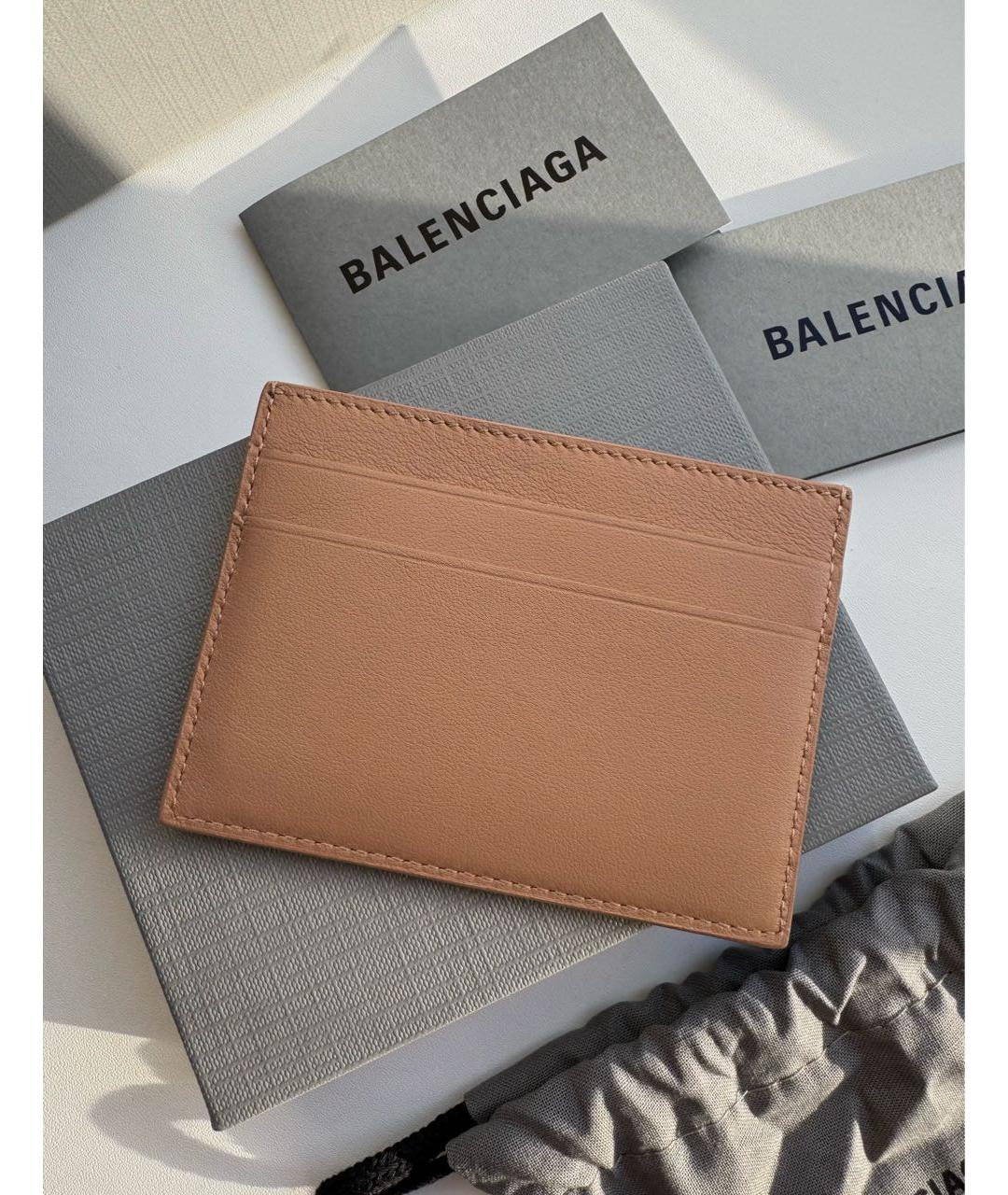 BALENCIAGA Бежевый кожаный кардхолдер, фото 3