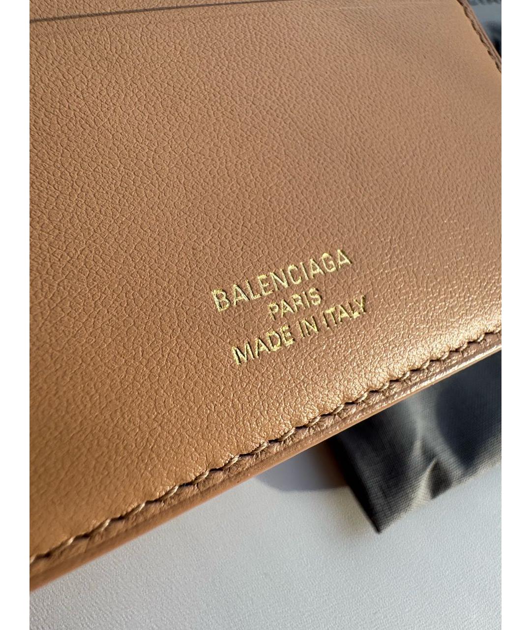 BALENCIAGA Бежевый кожаный кардхолдер, фото 7
