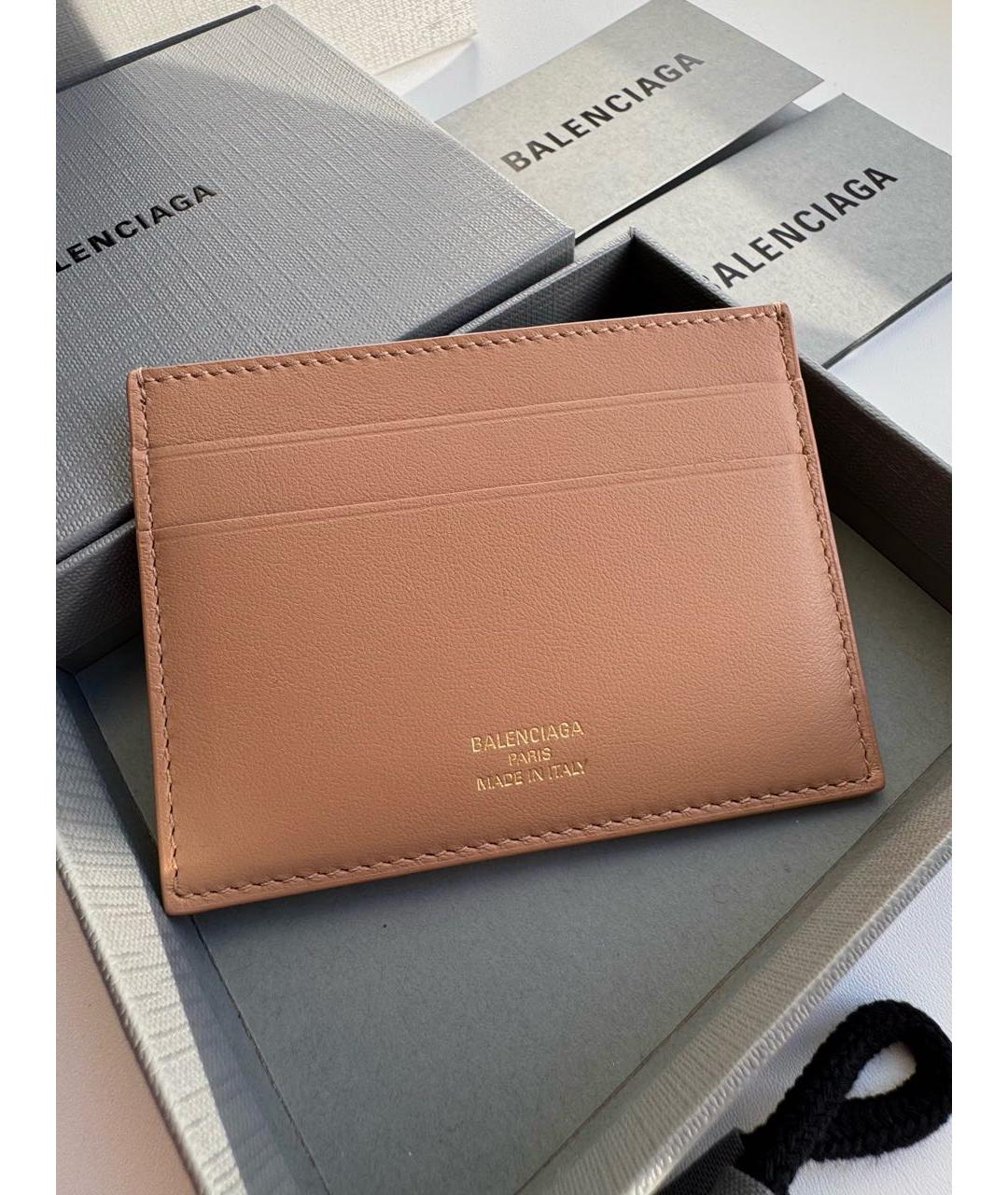 BALENCIAGA Бежевый кожаный кардхолдер, фото 2