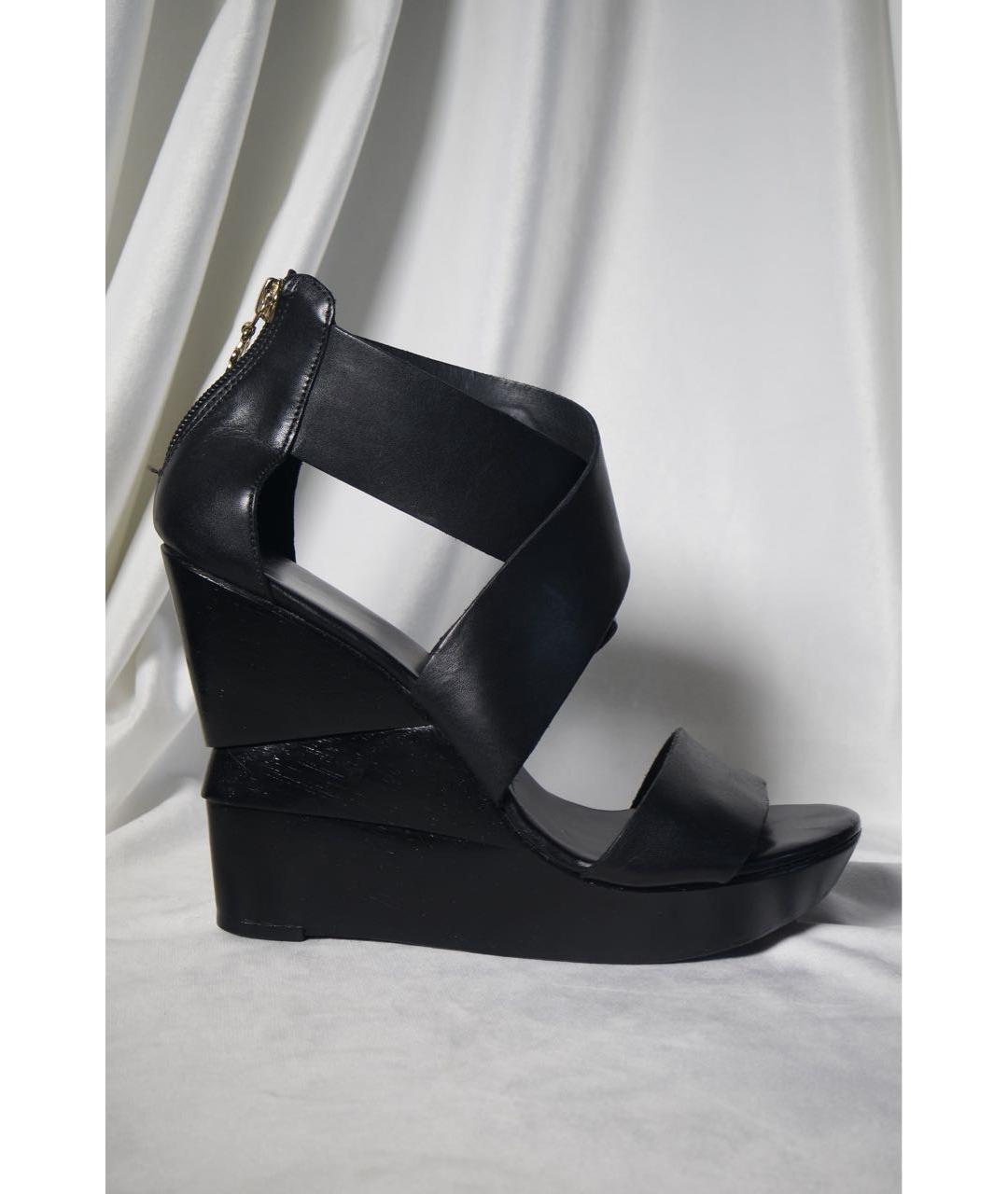 DIANE VON FURSTENBERG Черные кожаные босоножки, фото 9