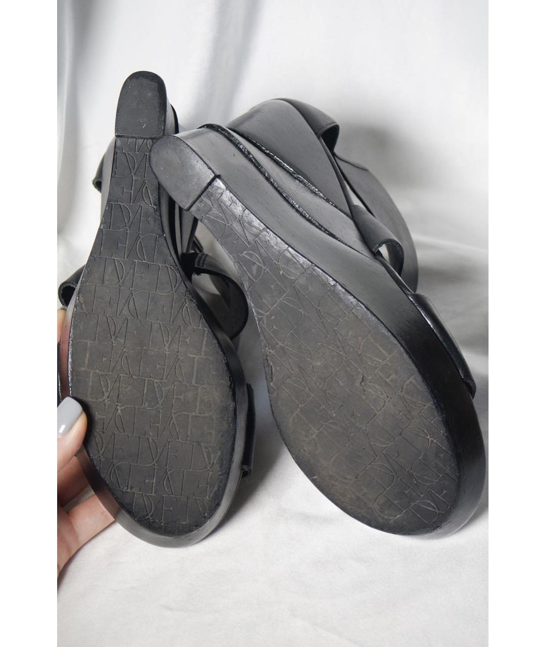 DIANE VON FURSTENBERG Черные кожаные босоножки, фото 8