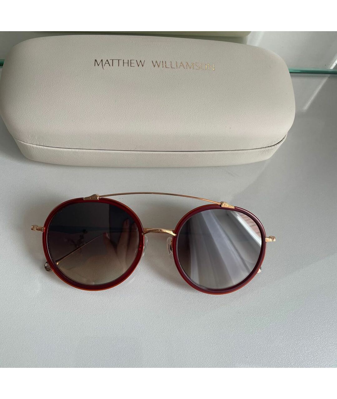 MATTHEW WILLIAMSON Бордовые металлические солнцезащитные очки, фото 7