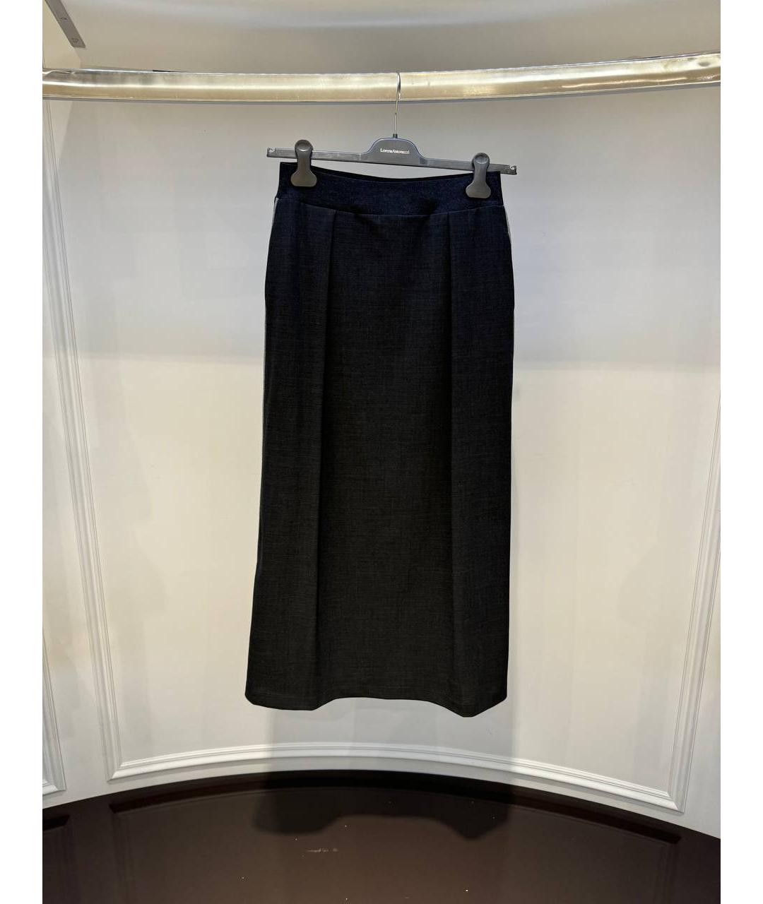 LORENA ANTONIAZZI Темно-синяя шерстяная юбка миди, фото 3