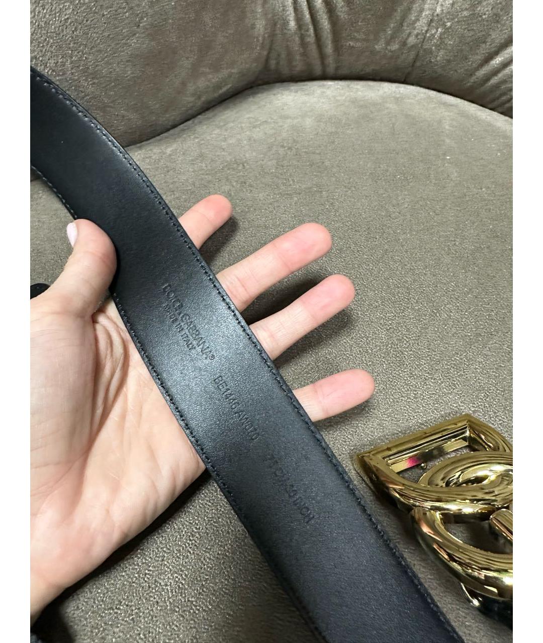 DOLCE&GABBANA Черный кожаный ремень, фото 3