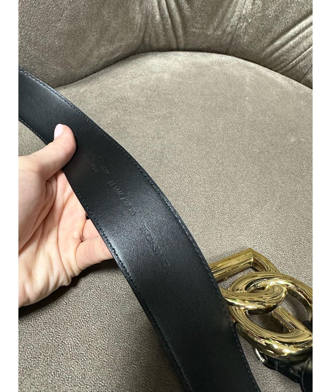 DOLCE&GABBANA Черный кожаный ремень, фото 4