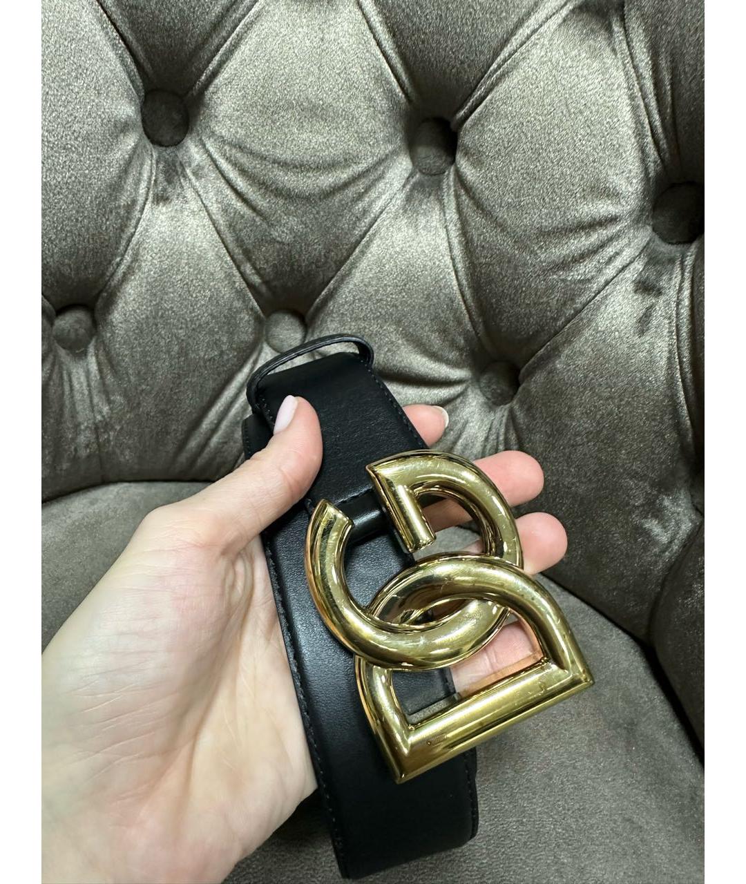 DOLCE&GABBANA Черный кожаный ремень, фото 2