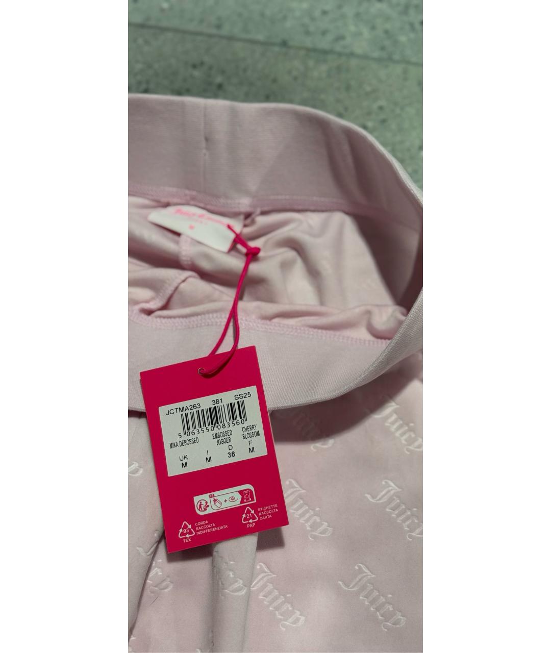 JUICY COUTURE Розовые велюровые брюки узкие, фото 4