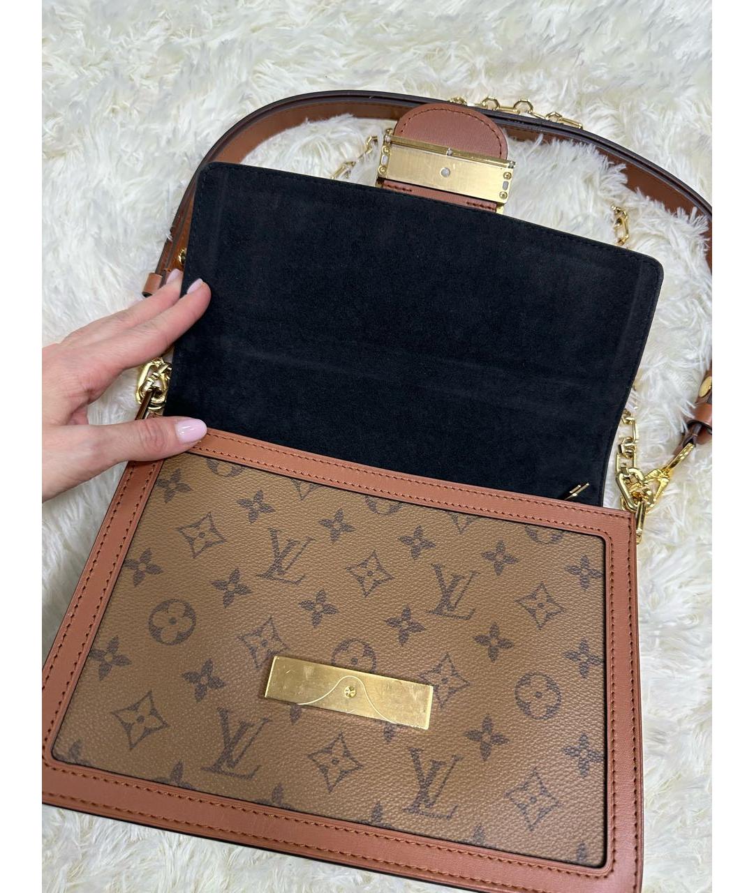 LOUIS VUITTON Коричневая кожаная сумка тоут, фото 7