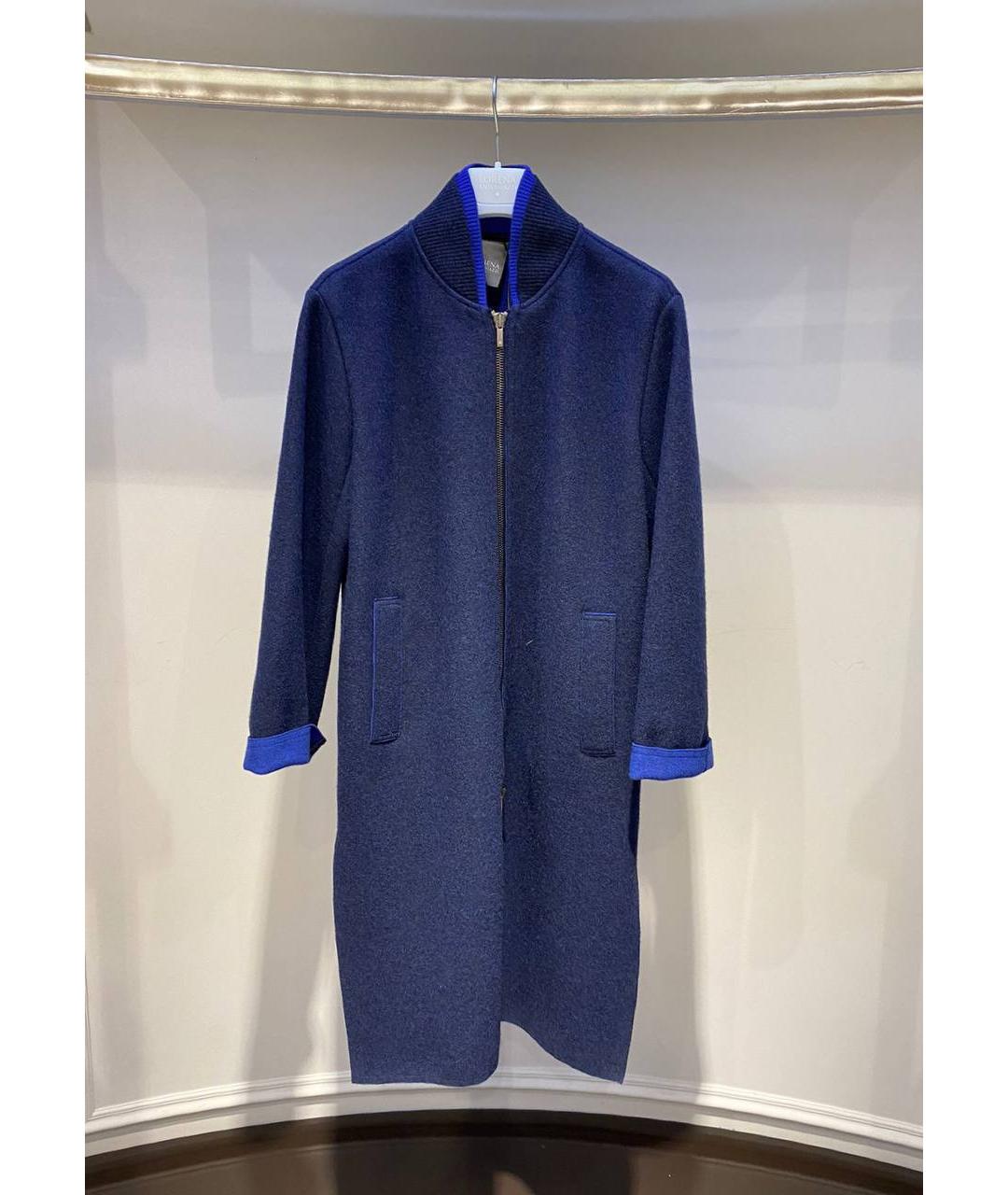 LORENA ANTONIAZZI Синее шерстяное пальто, фото 3