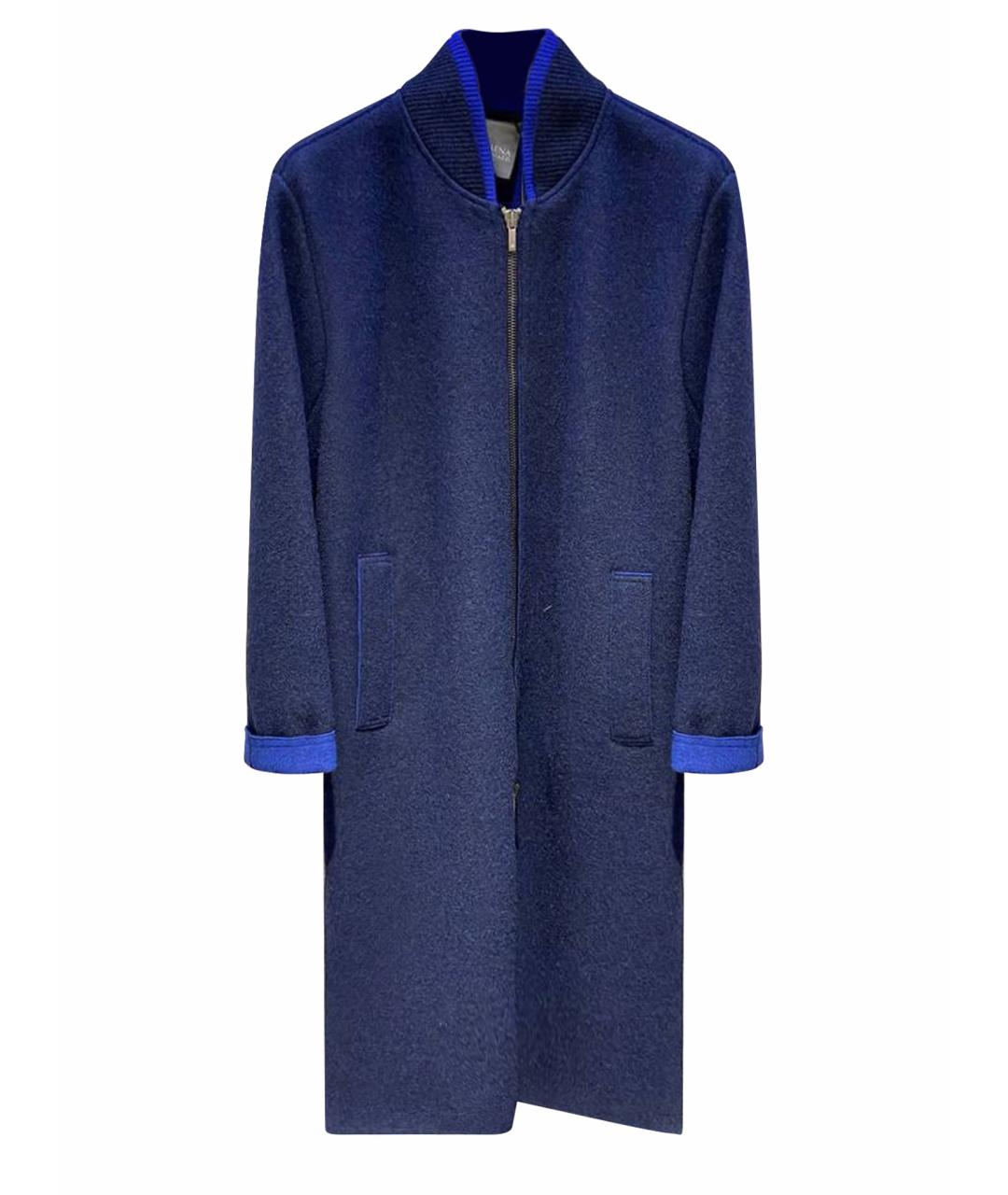 LORENA ANTONIAZZI Синее шерстяное пальто, фото 1