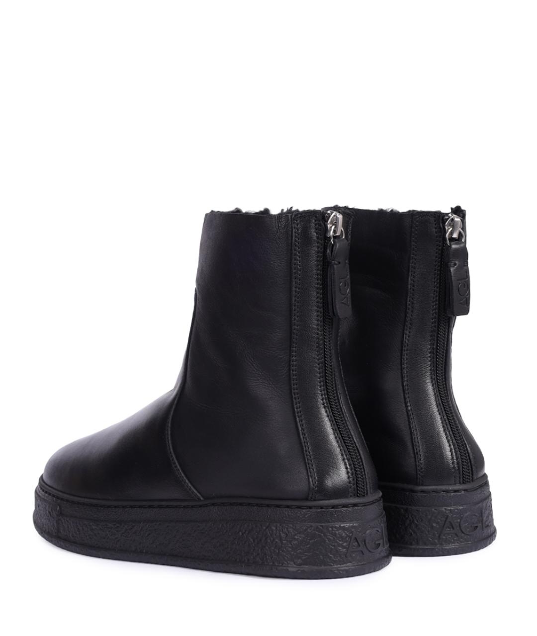 AGL Черные кожаные ботинки, фото 4