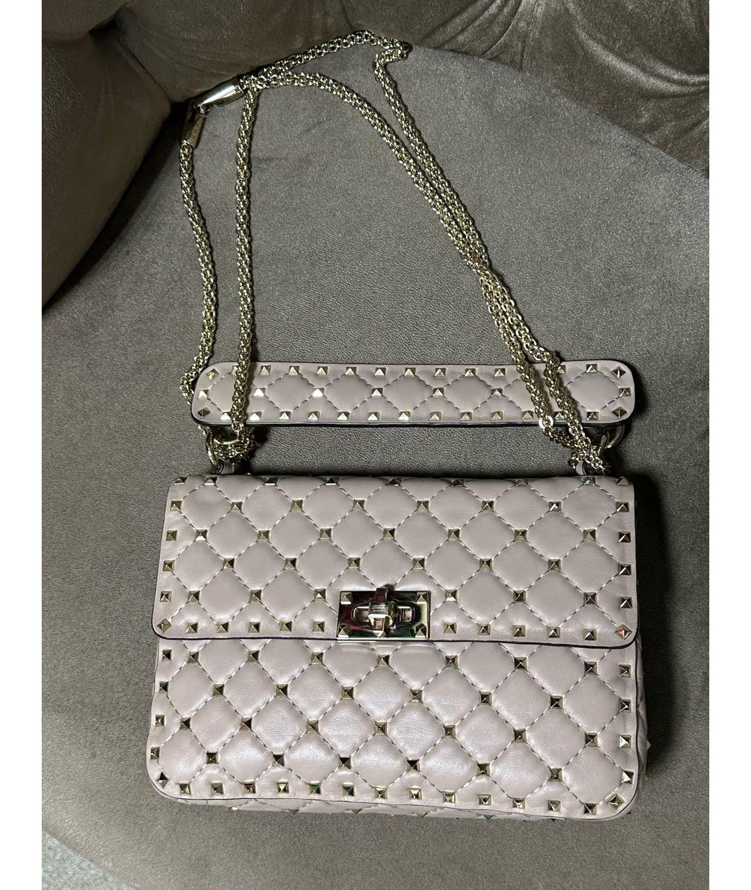 VALENTINO Бежевая кожаная сумка через плечо, фото 9