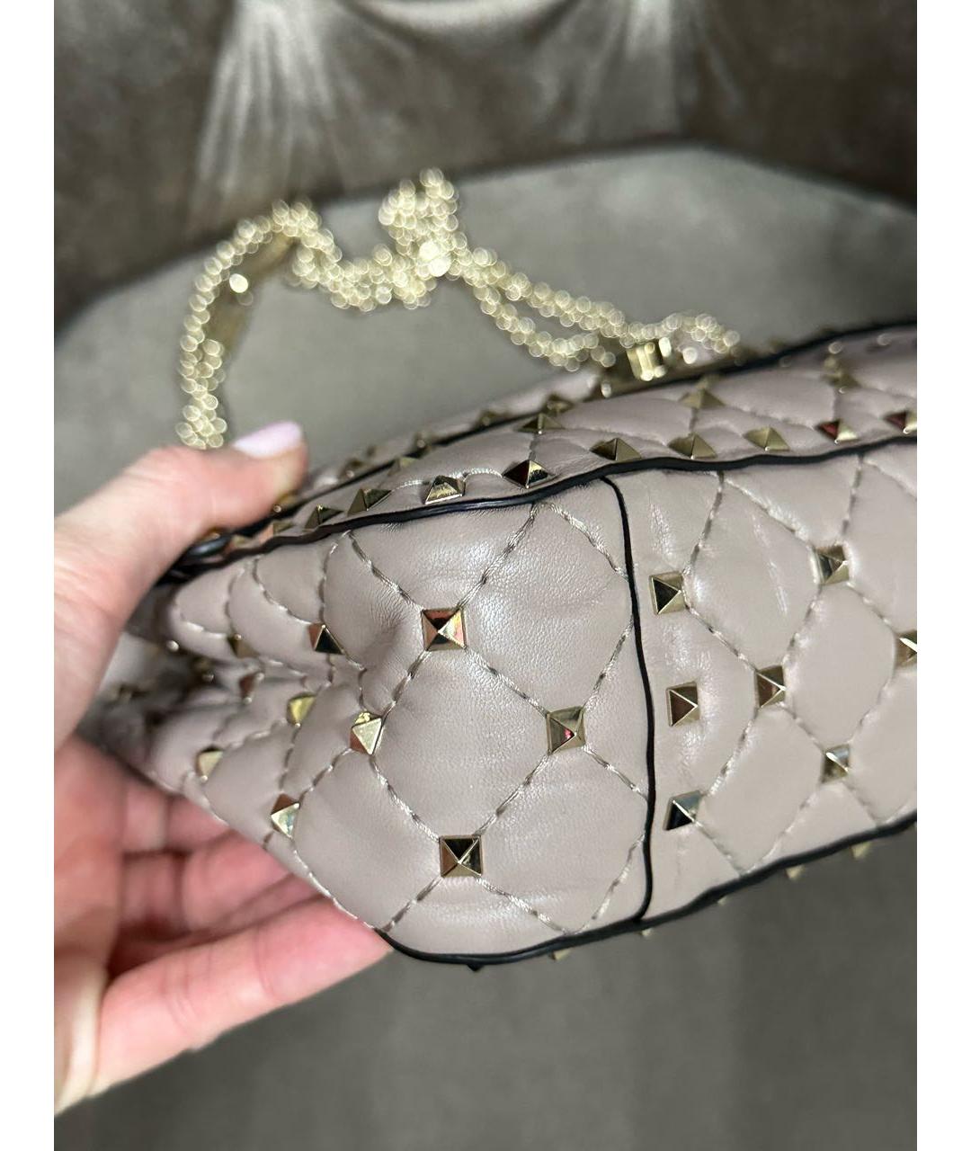 VALENTINO Бежевая кожаная сумка через плечо, фото 4